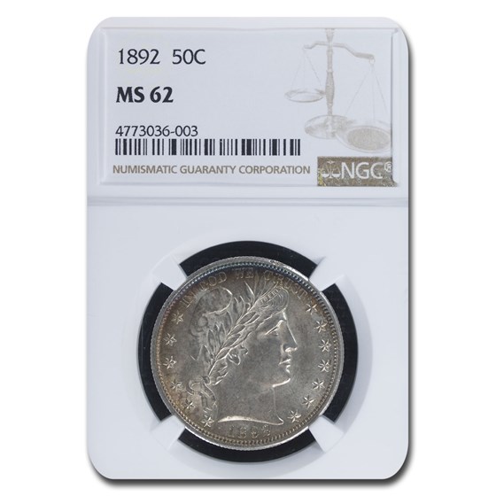 1892 Barber Half Dollar MS-62 NGC 1892 Barber Half Dollar MS-62 NGC